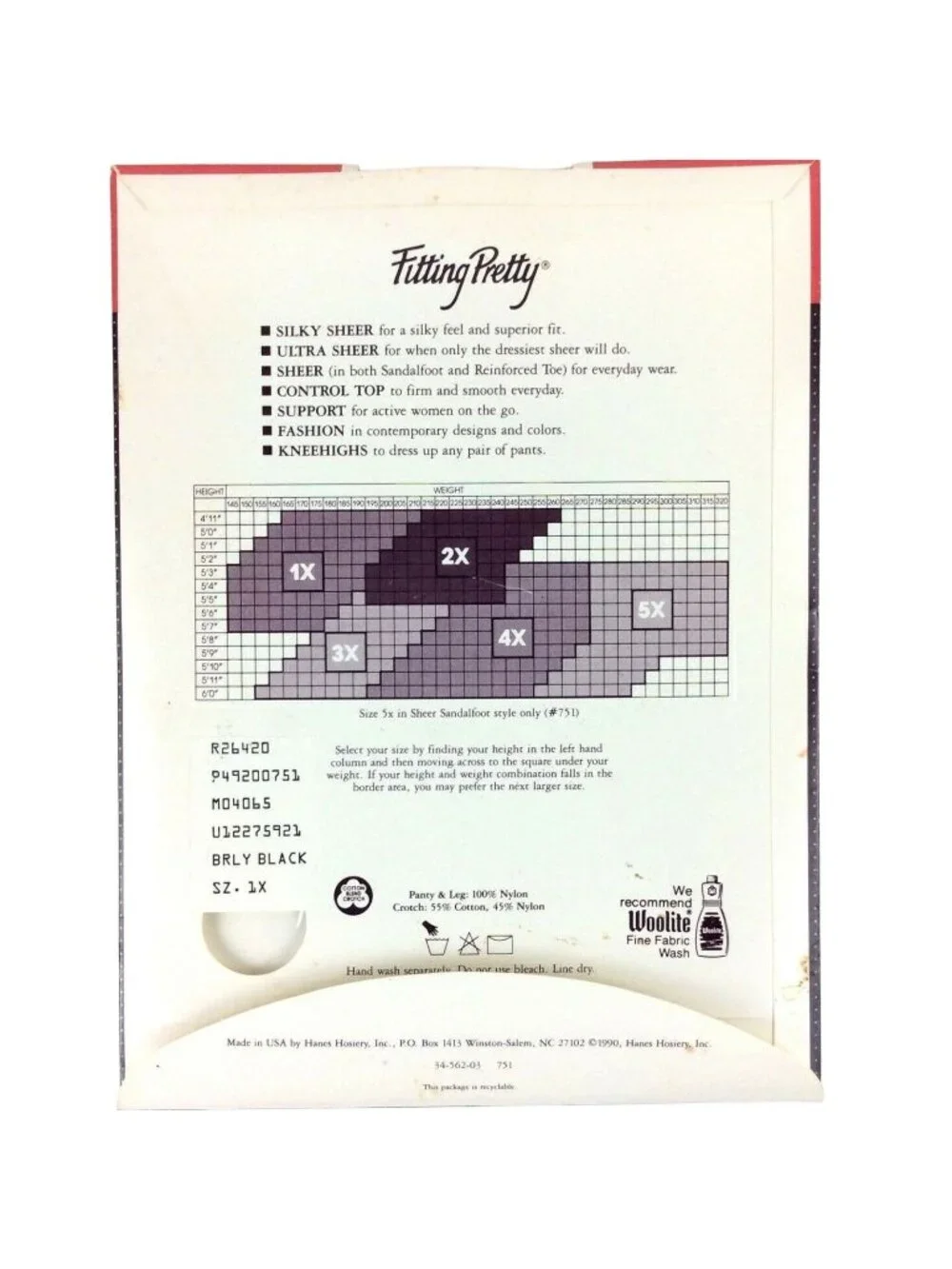 Hanes Fitting Pretty Pantyhose Sheer Queen Size 1X Sandalfoot Barely Black